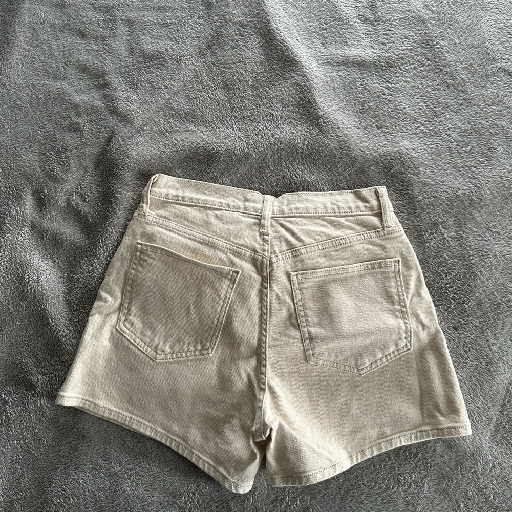 Beige High-Waisted Shorts